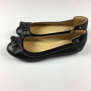 Livie & Luca Black Bow Top Leather Flats